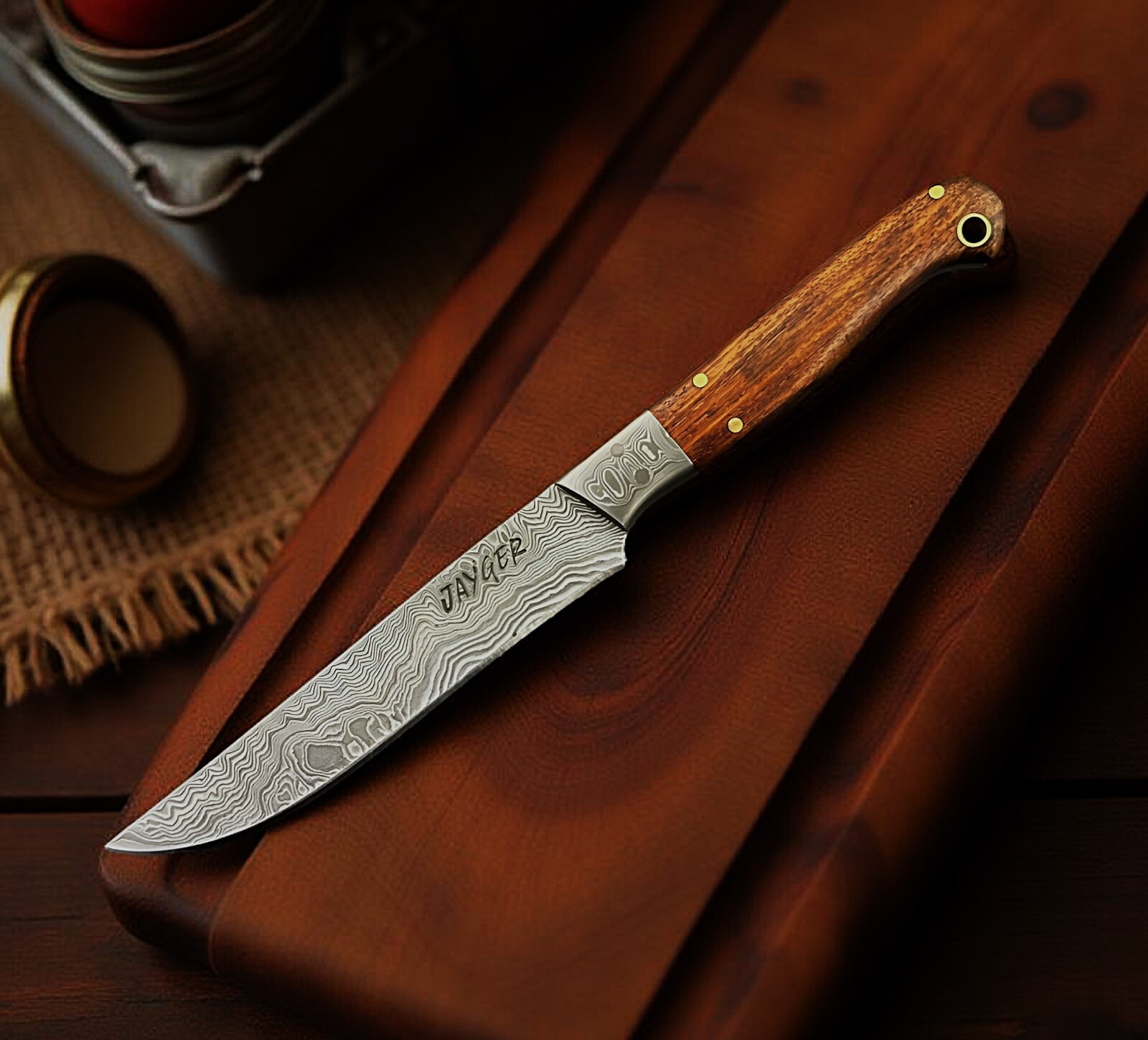 Handmade Steak Knife Genuine Damascus Steel 5-Inch Non-Serrated gallery