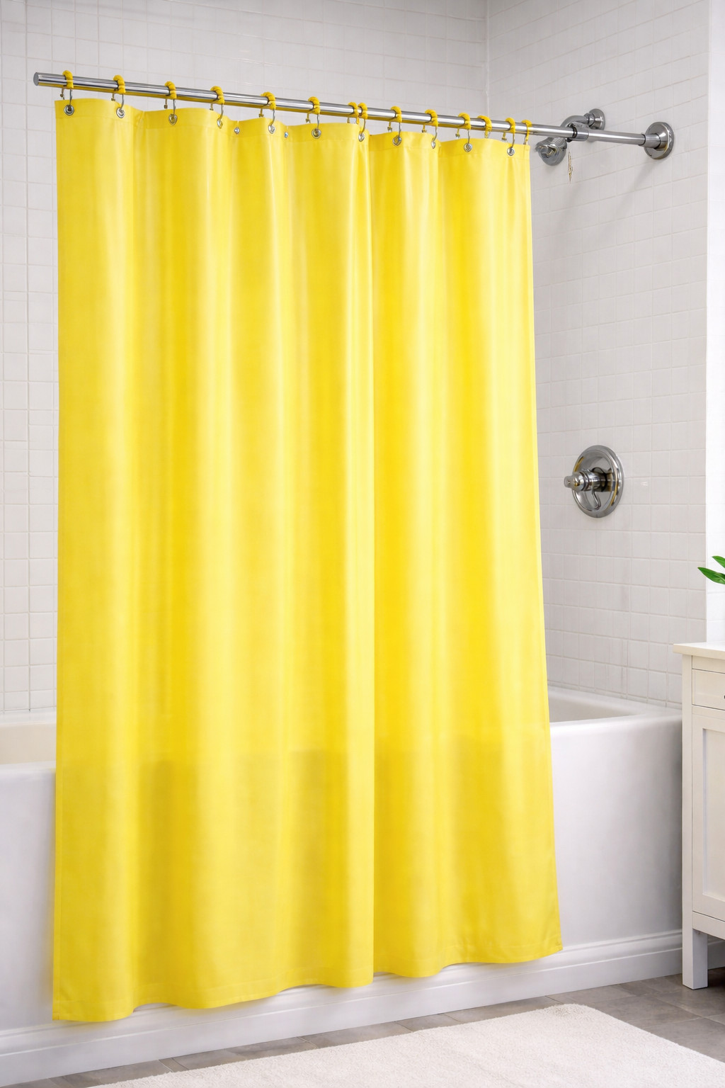 Yellow EVA Shower Curtain Liner Matching Set Rustproof Grommets and Roller Hooks gallery