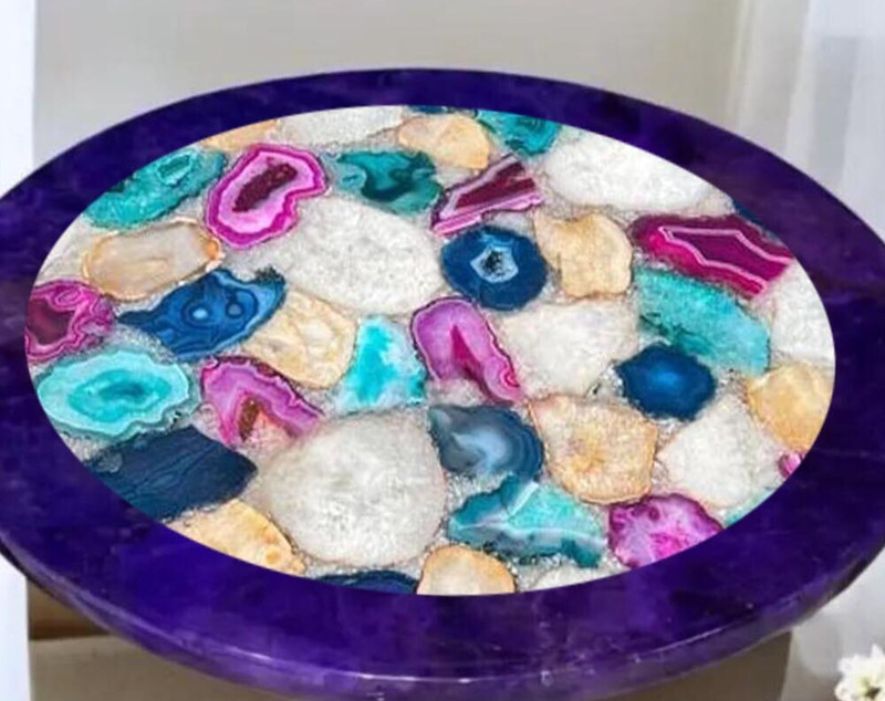 Amethyst and Agate Gemstone Coffee Table – Stunning Statement Piece for Gifts gallery