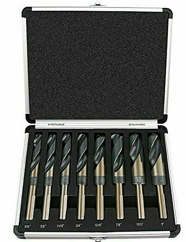 8 pcs Jumbo Silver and Deming Industrial Cobalt Drill Bit Set 1/2" Reduced Shank gallery