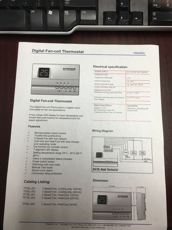 INTRONICS Digital Room Thermostat 220v with 3 min. Delay ** DR Serie * BRAND NEW gallery