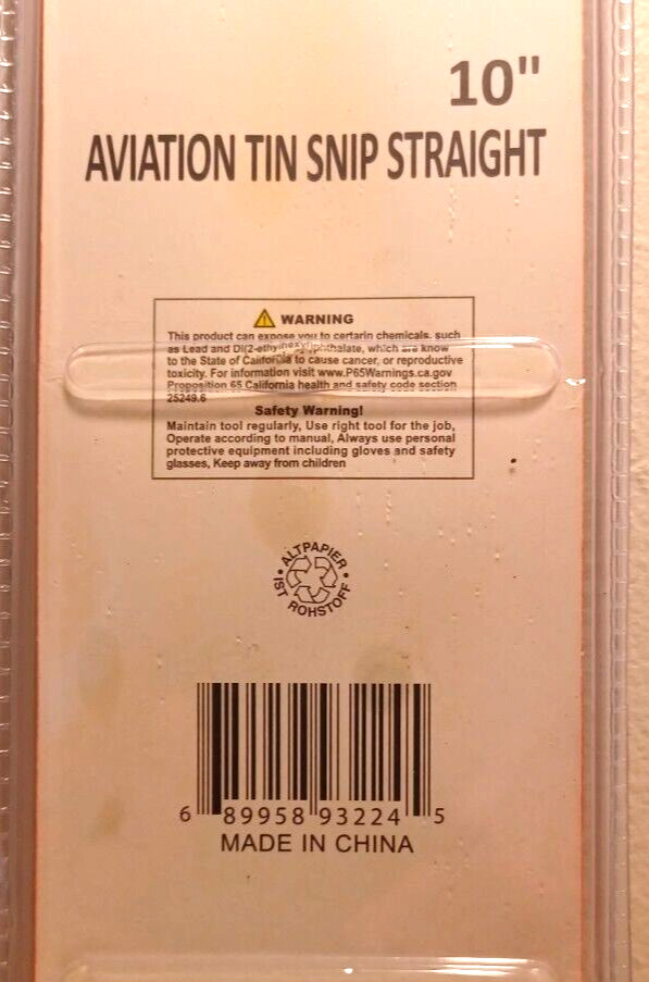 1 pc. TIN SNIPS AVIATION, STRAIGHT CUT COMFORT GRIP 10 INCH gallery