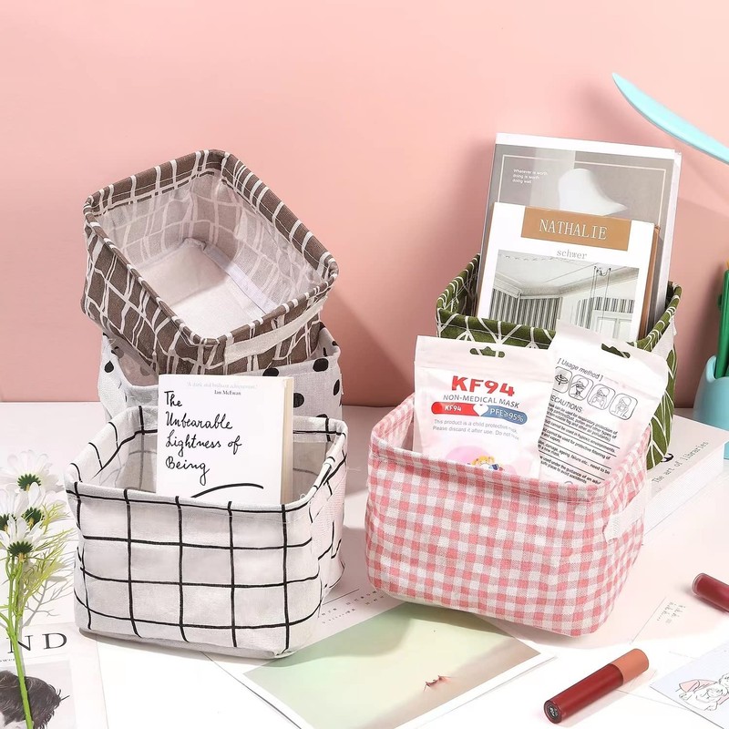 Foldable Storage Basket -Set of 6 Small Collapsible Canvas Containers Organizers gallery
