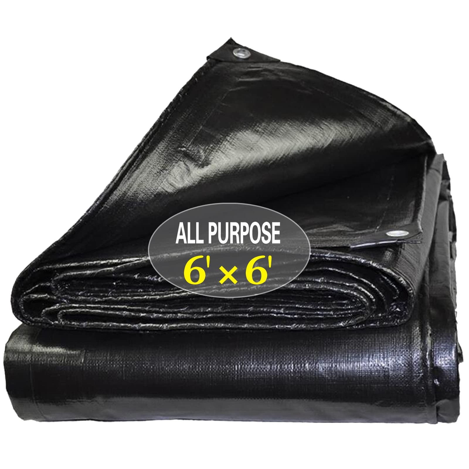 Heavy Duty Waterproof Poly Tarp 6x6ft Outdoor Cover Black gallery