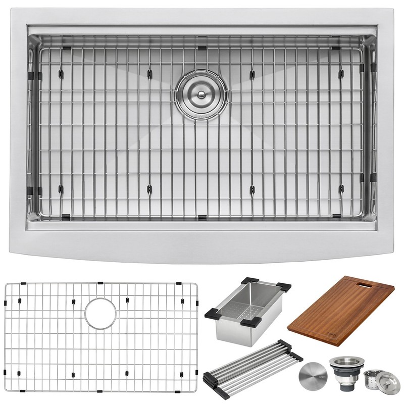 Ruvati 30" Apron-front Workstation Farmhouse 16 Gauge Kitchen Sink- RVH9100 gallery