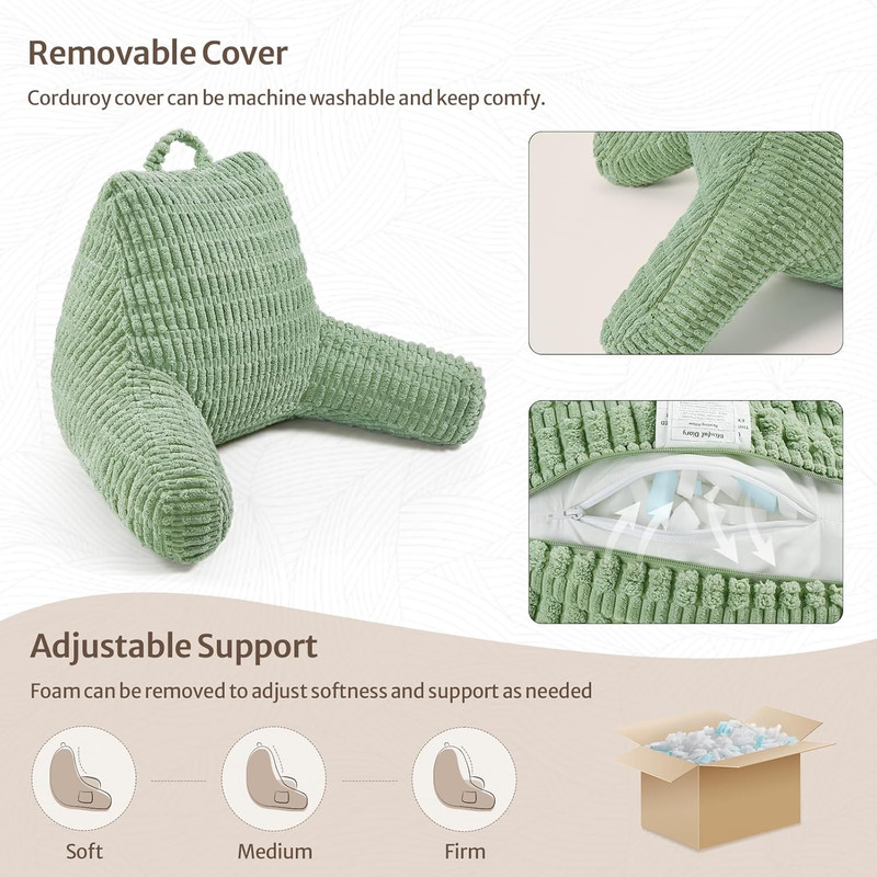 Reading Pillow, Backrest Pillow with Shredded Memory Foam for Adult & Children, gallery