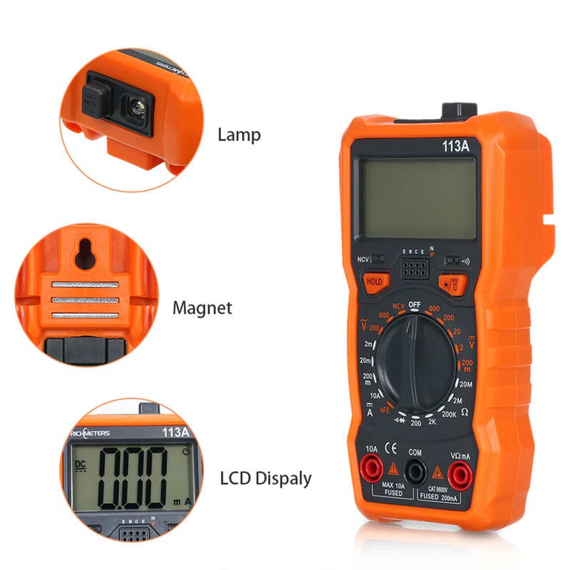 RICHMETERS RM113A NCV Digital Multimeter 2000 Counts Resistance Tester W8J5 gallery