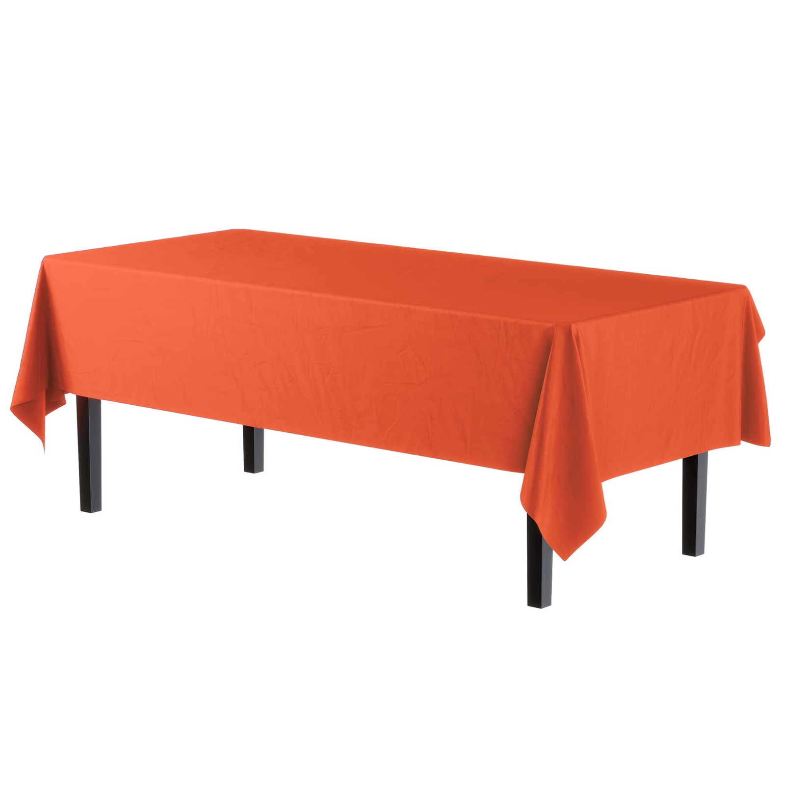 12-Pack Premium Plastic Tablecloth 54in. x 108in. Rectangle Table Cover - Orange gallery
