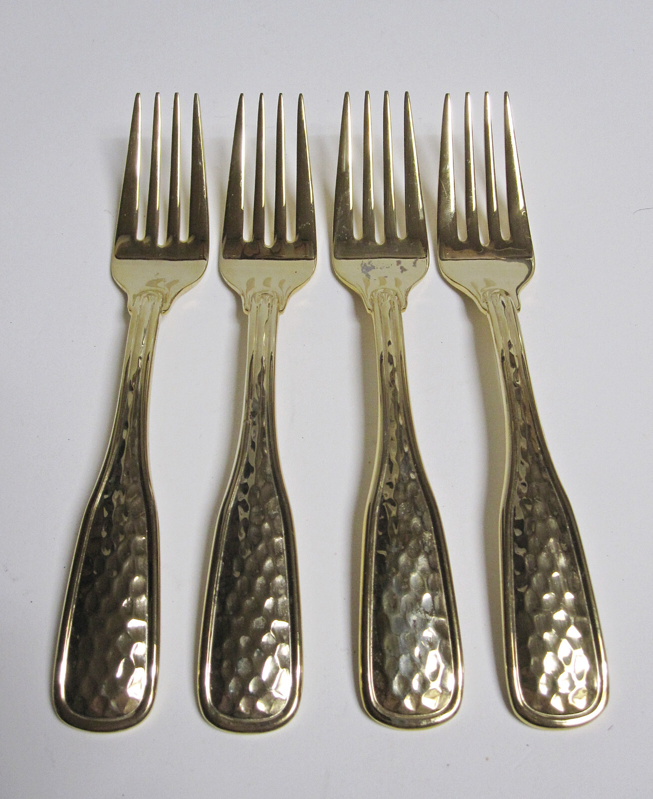 Hammered Goldtone 18/10 Stainless Steel Forks, 7 inches, Set of 4, China gallery