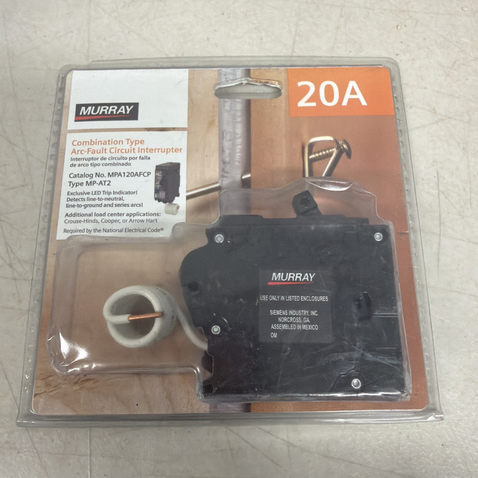 Murray 20A Single Pole 120V Plug-On Combination AFCI Breaker #6122 gallery