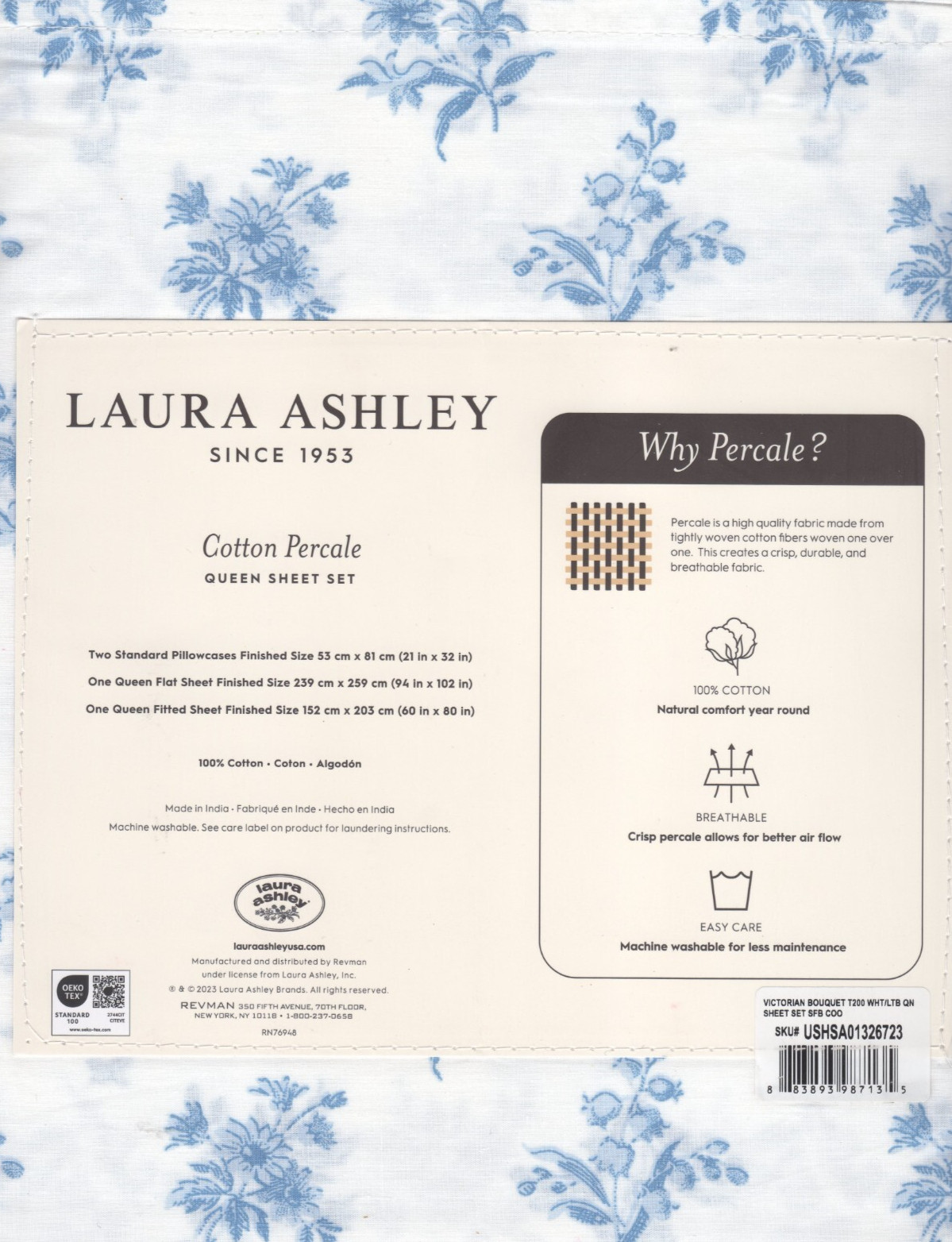 Laura Ashley Queen Sheet Set Victorian Bouquet Blue 4pc Cottage Farmhouse Chic gallery