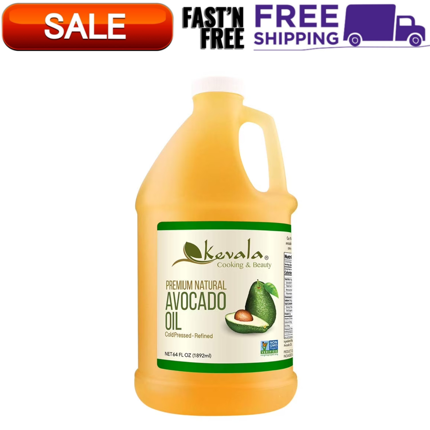 Kevala Natural Avocado Oil 64 fl oz Cold Pressed Non-GMO Hexane-Free Cooking Oil gallery