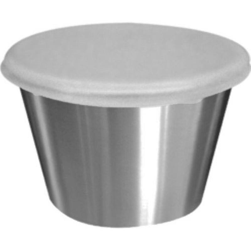 Tablecraft H5069 Stainless Steel Silver Dipping Cups 2.5 oz. Capacity with Lid