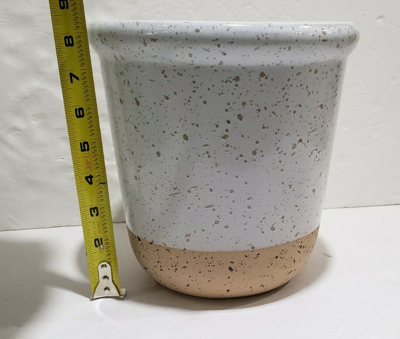 Flower Pot Threshold Dual Reactive Glaze 1 Quart Planter Tan White speckled new gallery