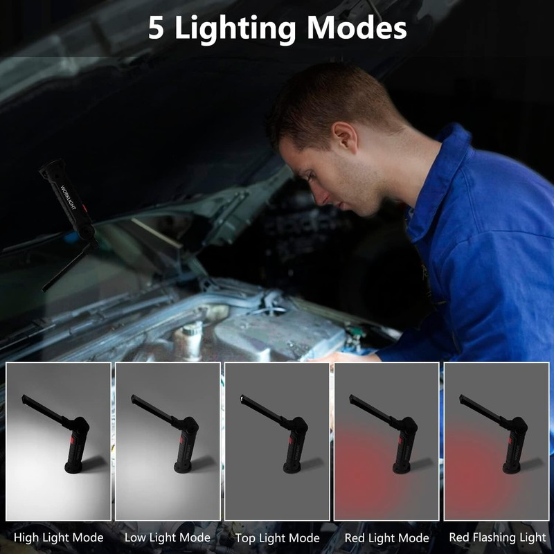 4-Pack Rechargeable Work Lights with 700 Lumens & 5 Modes - Perfect for Repairs gallery