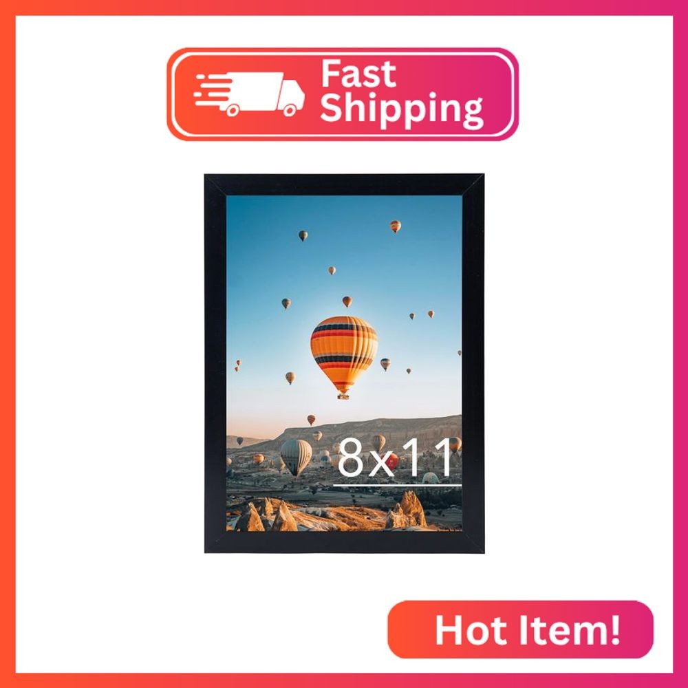 JCJMY 8x11 Picture Frame Black for Wall Hanging or Tabletop- Wall Mounting Horiz gallery