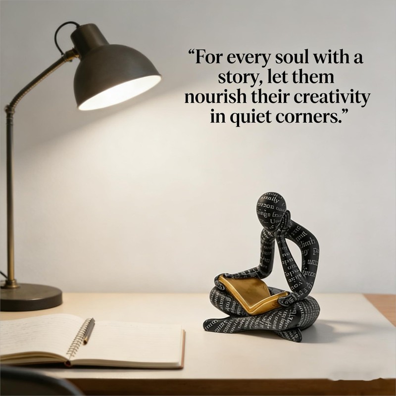 Bookshelf Decor Thinker Statue, Modern Decor for Shelves, Abstract Art Readin... gallery