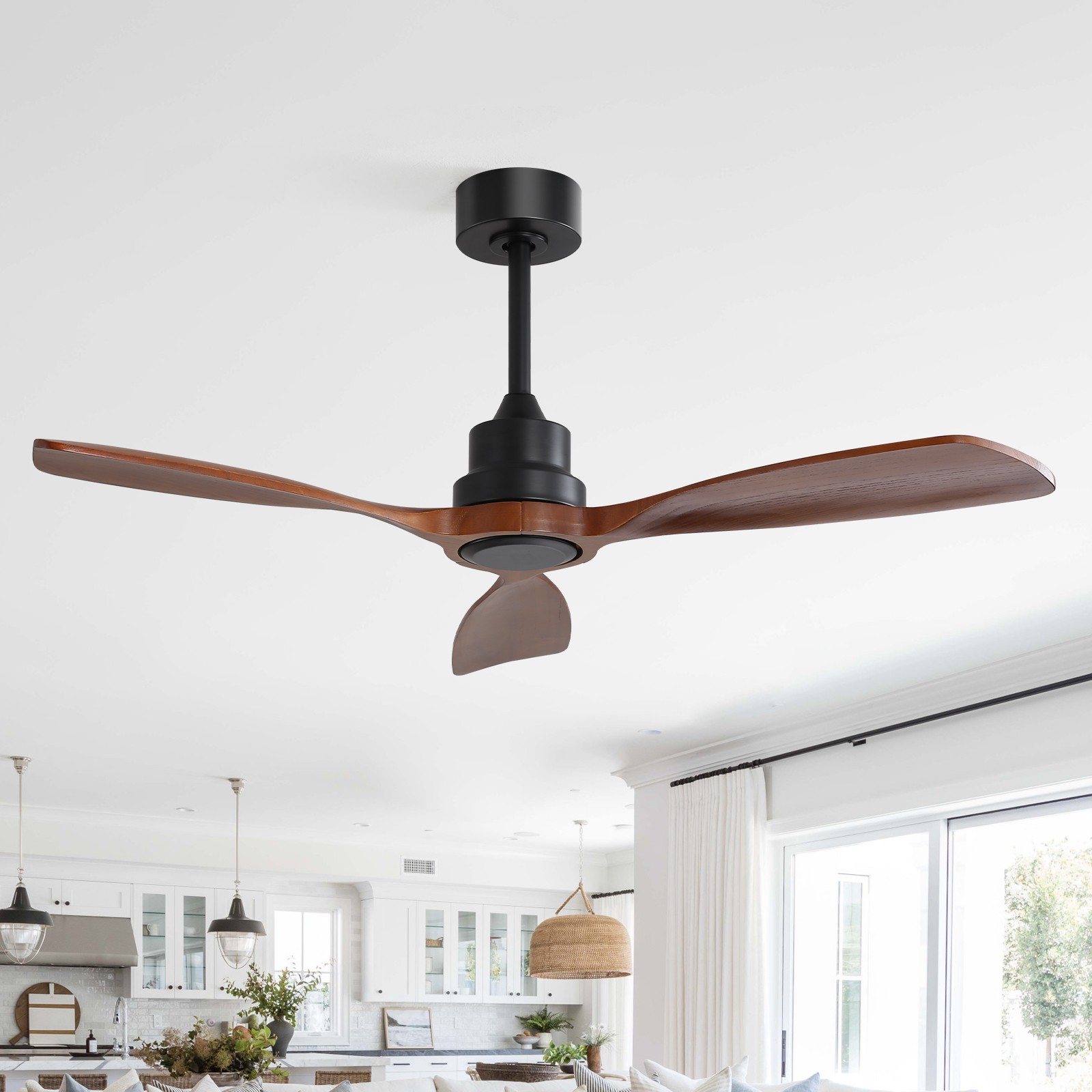 Wood Ceiling Fans No Light with Remote & Reversible DC Motor Quiet for Bedroom gallery