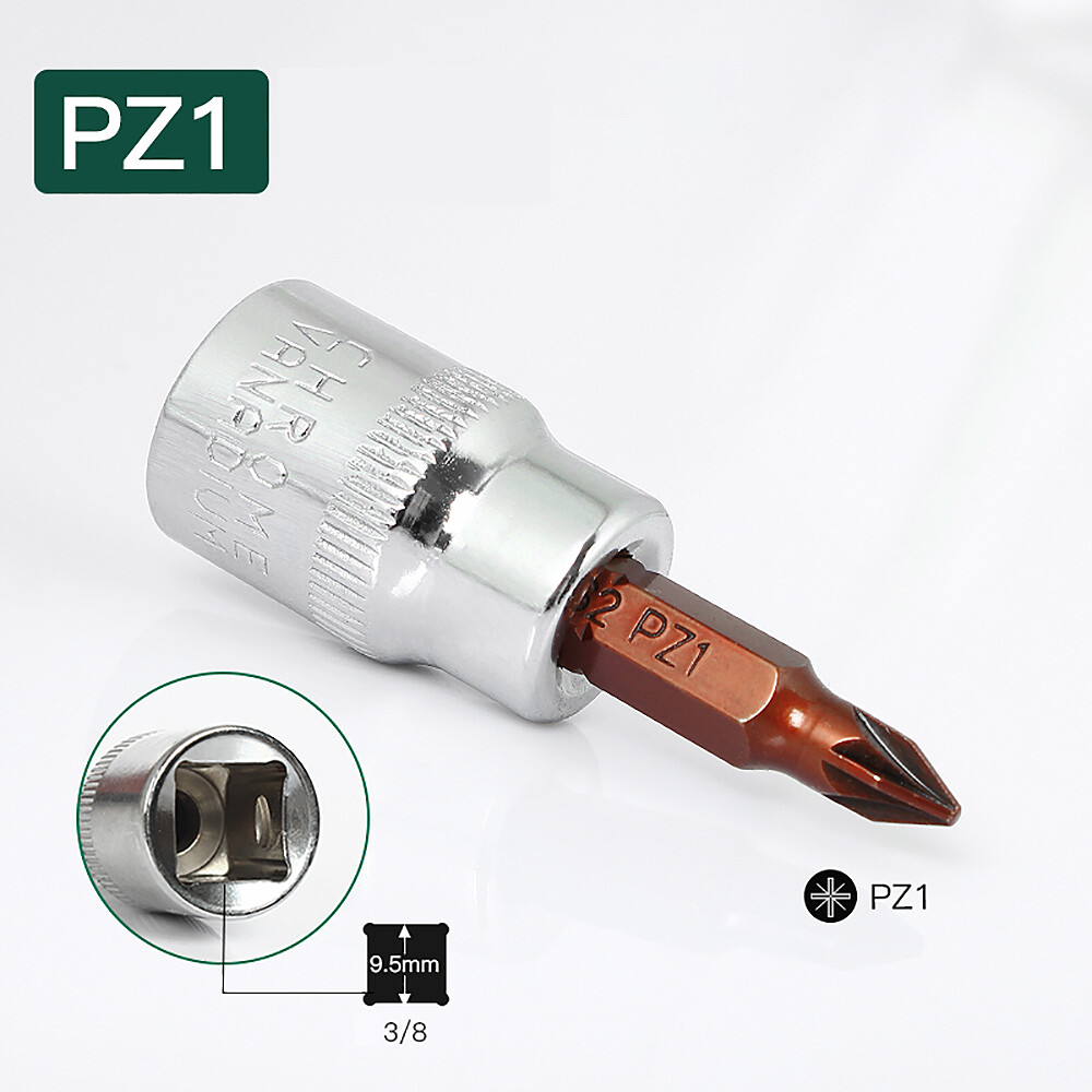 3Pcs 3/8" Drive Pozi Socket Bits Set PZ1 PZ2 PZ3 S2 Steel Phillips Screwdriver gallery