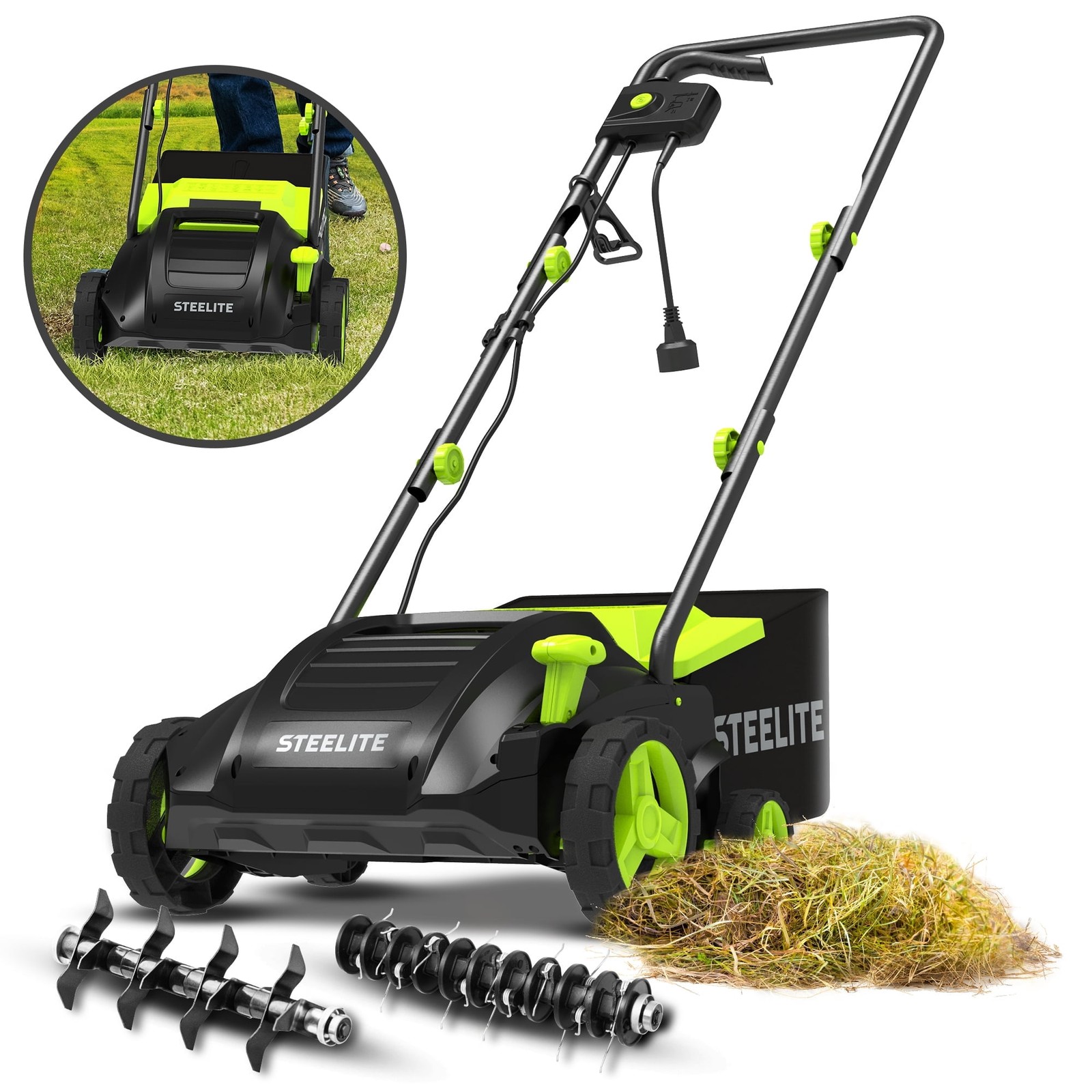 Steelite 2-in-1 Electric Lawn Dethatcher and Scarifier, 13in, 12-Amp for Garden gallery