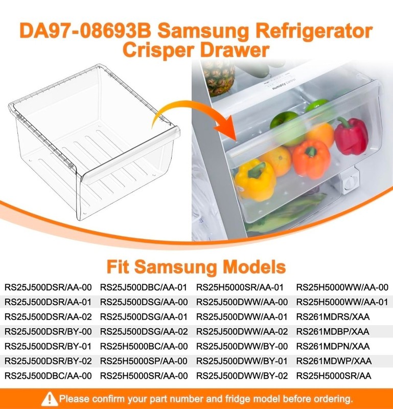 Upgraded DA97-08693B Refrigerator Crisper Drawer Compatible with Samsung Fridge gallery