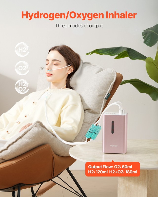 VEVOR Hydrogen Inhalation Machine 99.99% High Purity 180ml/min Portable Hydro gallery