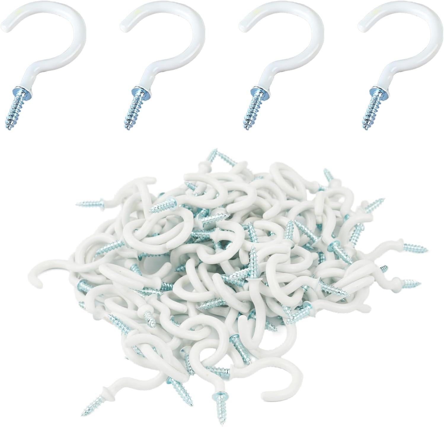 100 Pcs 3/4 inch Ceiling Cup Hooks Screw Hooks for Hanging (White) gallery