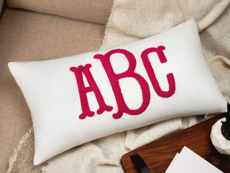 Wedding Monogram Punch Needle Pillow, Custom Embroidery, Handmade, Insert Option gallery
