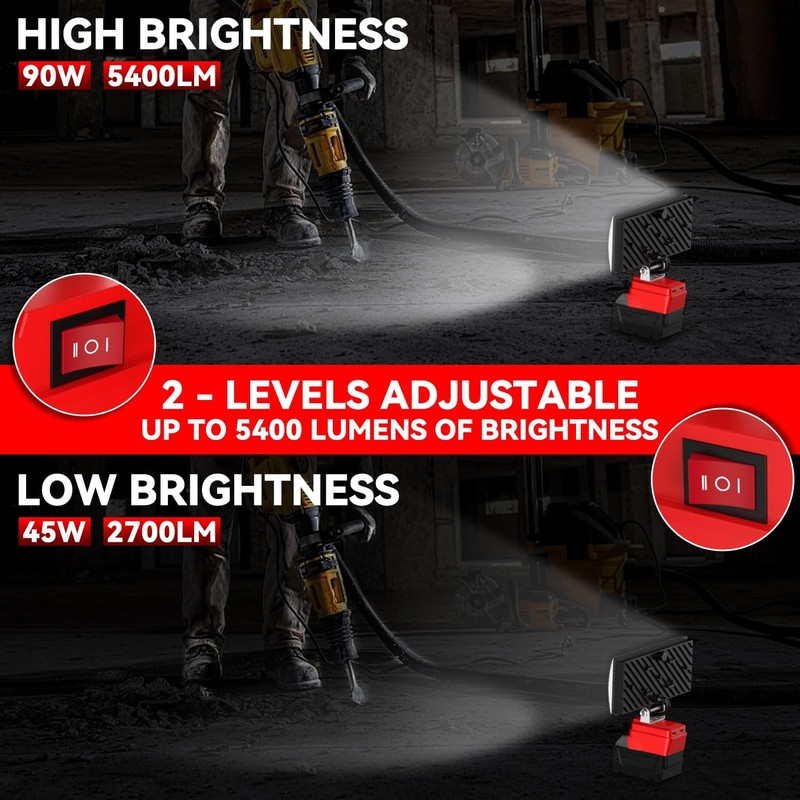 Cordless LED Work Light For Milwaukee M18 Battery 90W 5400 Lumens Floodlight gallery