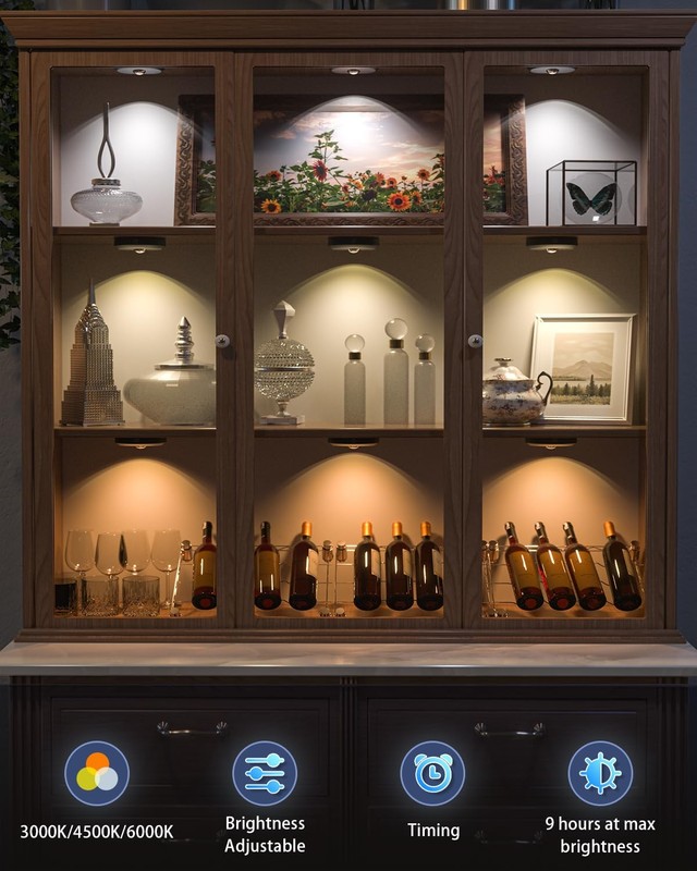Puck Lights with Remote Control, Rechargeable Under Cabinet Lights, 1200mAh B... gallery