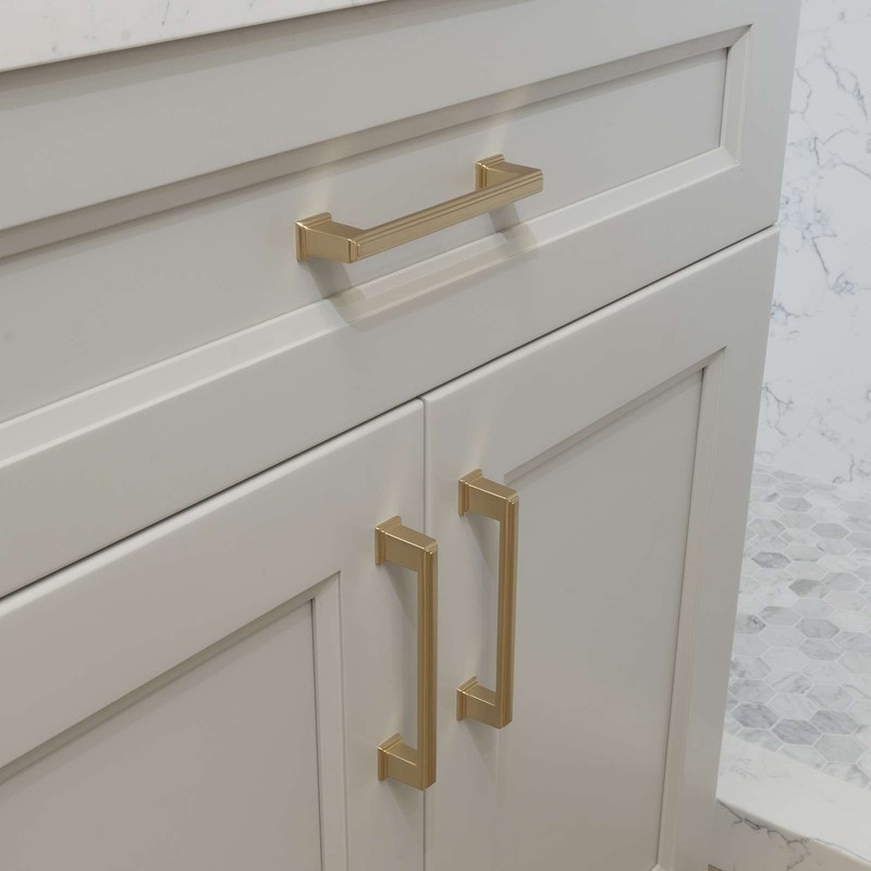 Square Brushed Champagne Gold Solid Cabinet Handles Pulls Kitchen Bathroom gallery
