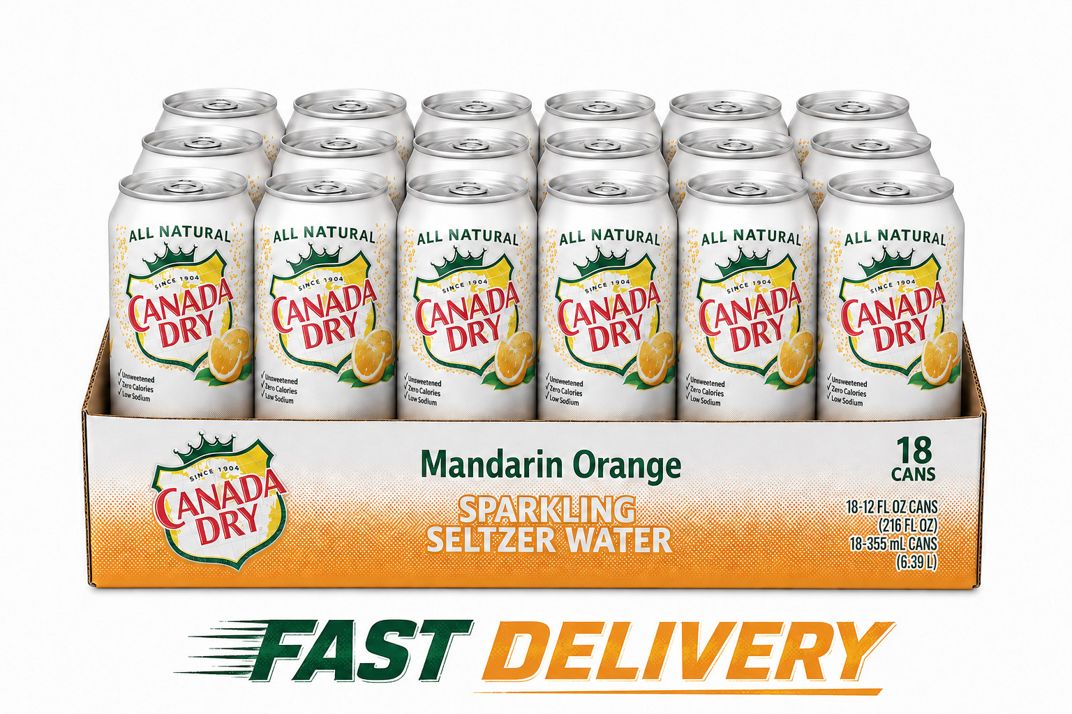 Canada Dry Mandarin Orange Sparkling Seltzer Water, 12 fl oz Cans (Pack of 18) gallery