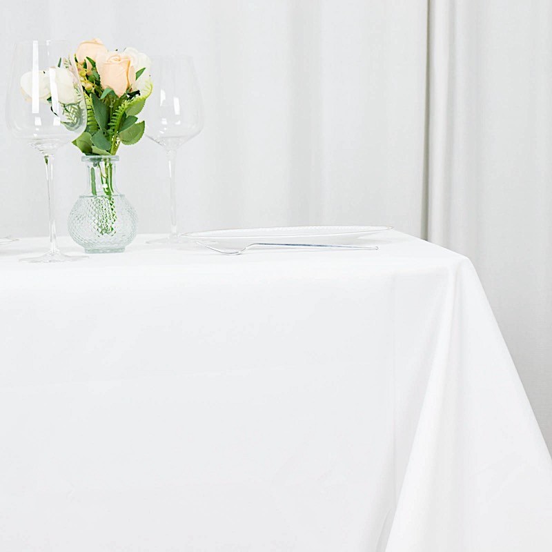 90" x 90" WHITE Premium Polyester Square TABLECLOTH Party Events Decorations gallery