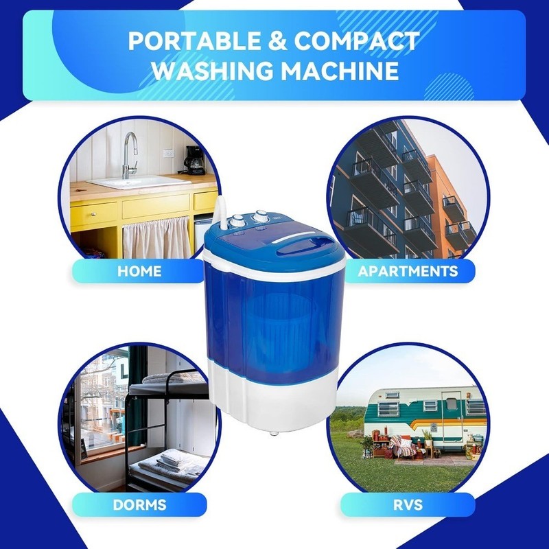 Semi-Automatic Portable Mini Washing Machine with Spin Dryer Compact 8 lbs gallery