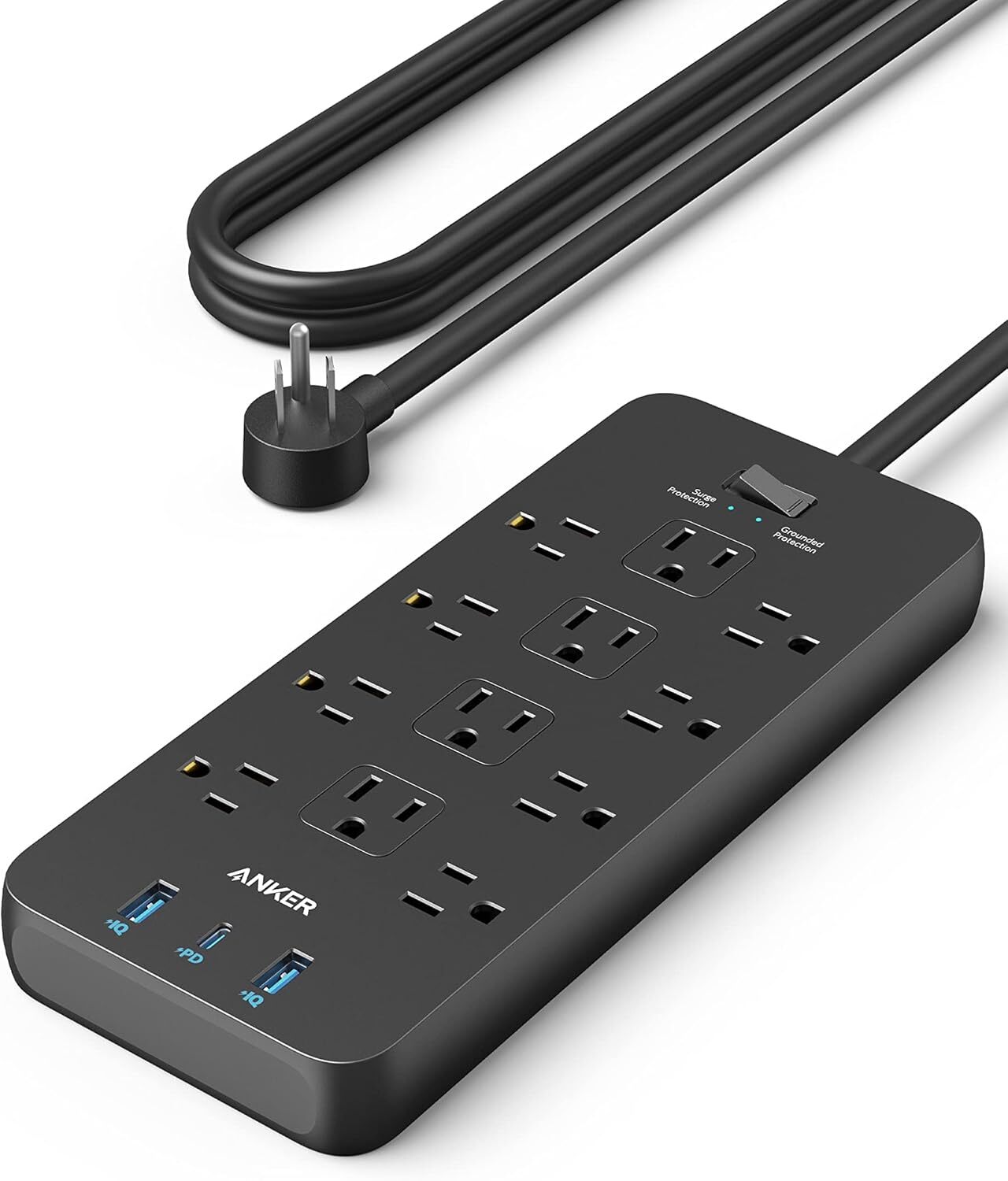 Anker 12 Outlets Power Strip USB C Charger Surge Protector (2100J) Flat Plug 5ft gallery