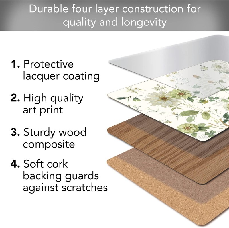 Green Fields Premium Hardboard Tabletop Placemats 4 Pack Made in the USA gallery