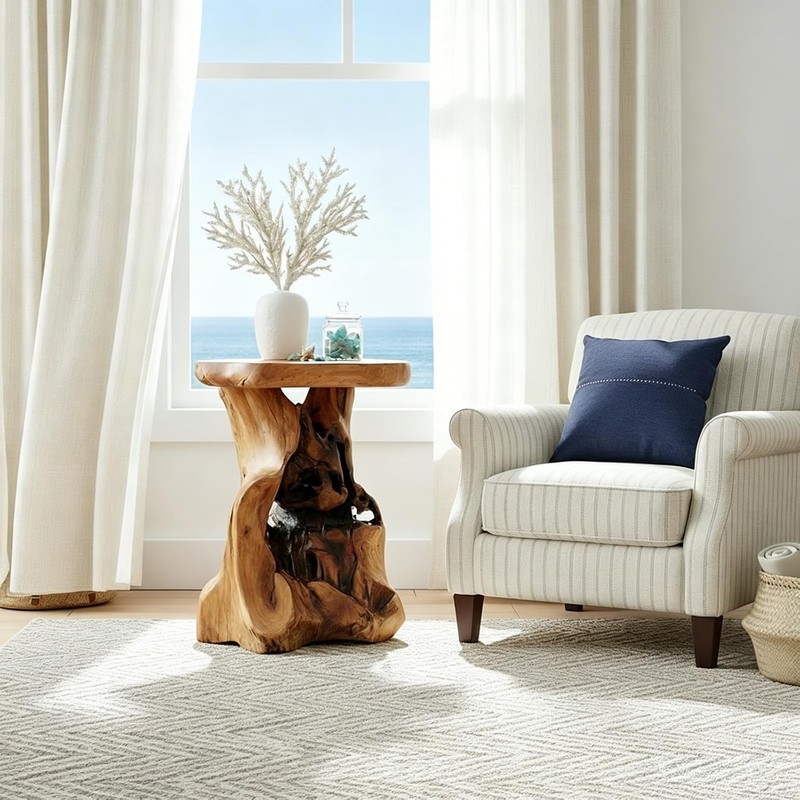 Rustic Natural Tree Stump Stool - 19'' Accent Table & Plant Stand gallery