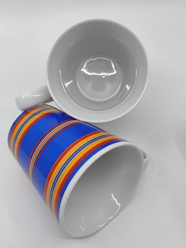 Set 3 Pendleton Home Collection Multicolor Striped Mugs Red Black & Royal Blue gallery