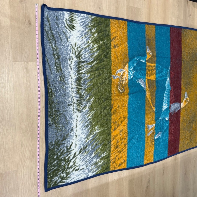 VTG Biederlack Mallard Duck Throw Blanket Blue USA Wildlife LodgeDucks Geese gallery