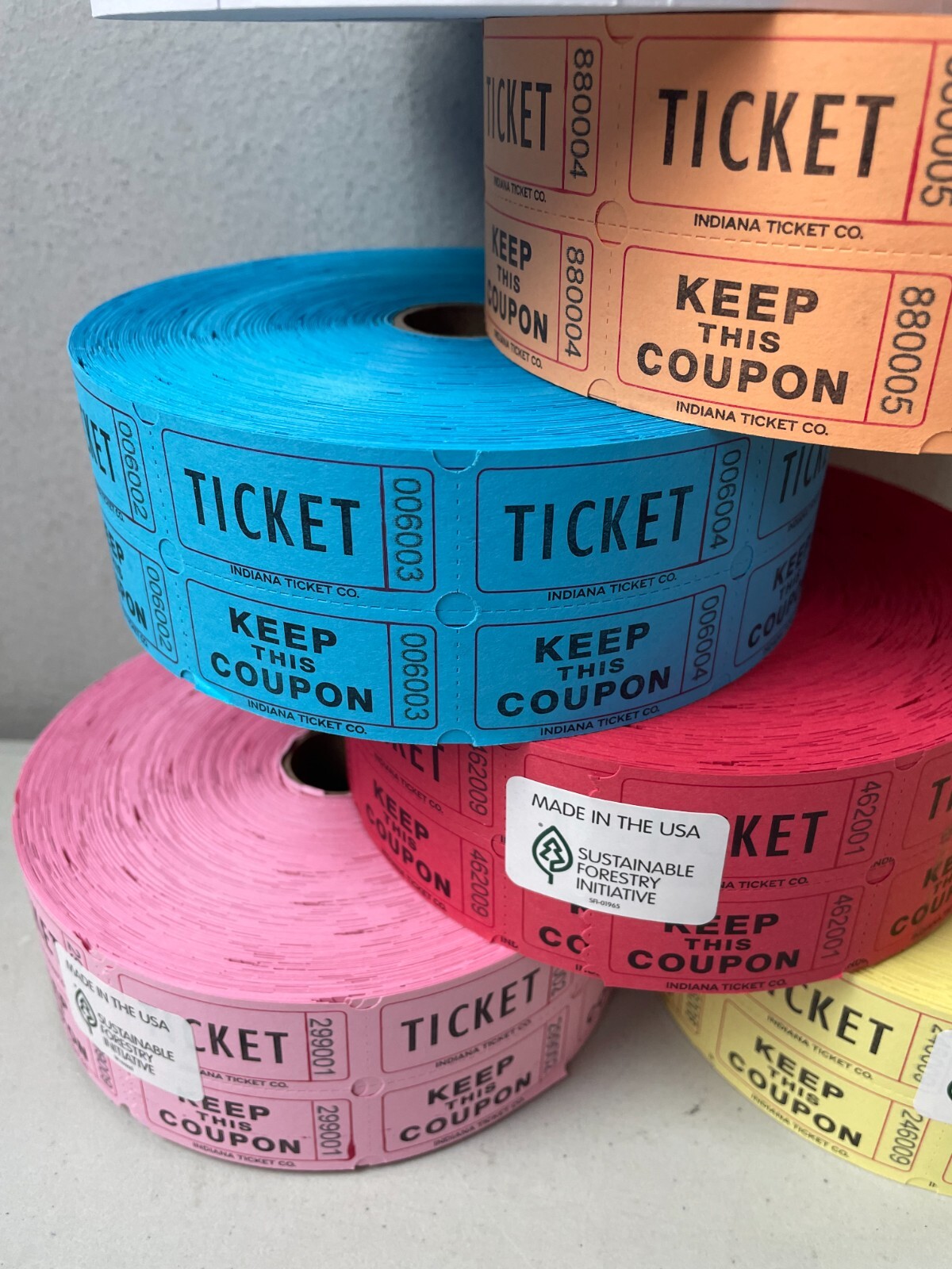 5 Rolls Raffle Tickets 2000 50/50 Double Stub Five Roll Deal 10,000 Fund Raiser gallery