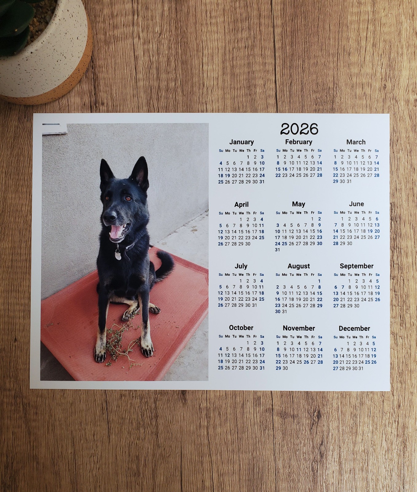 Custom Photo Year At A Glance Landscape Calendar | Start On Any Month gallery
