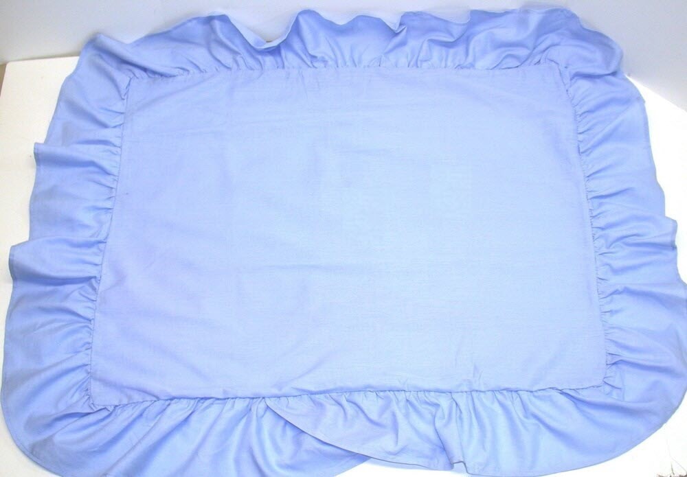 (1) Ruffled Pillow Sham ~ Medium Blue ~ Standard 20 x 26 w/ 5" Ruffle **NEW** gallery