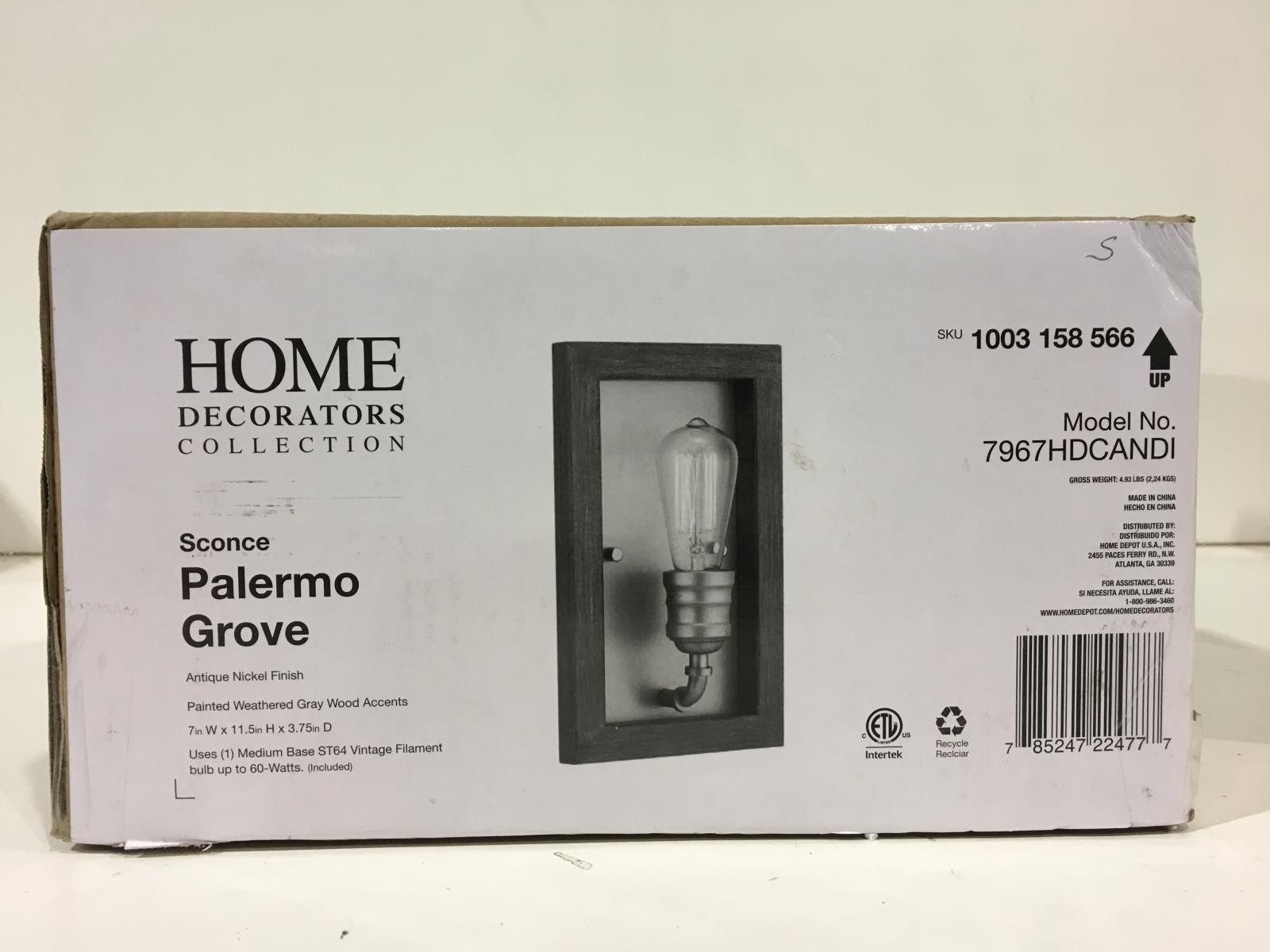 Home Decorators Collection Palermo Grove 1-Light Antique Nickel Sconce gallery