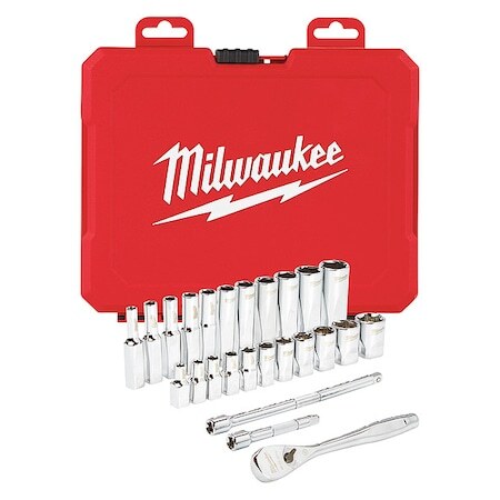 Milwaukee Tool 48-22-9404 1/4 In Drive Socket Wrench Set Sae 26 Pieces 5/32 In gallery
