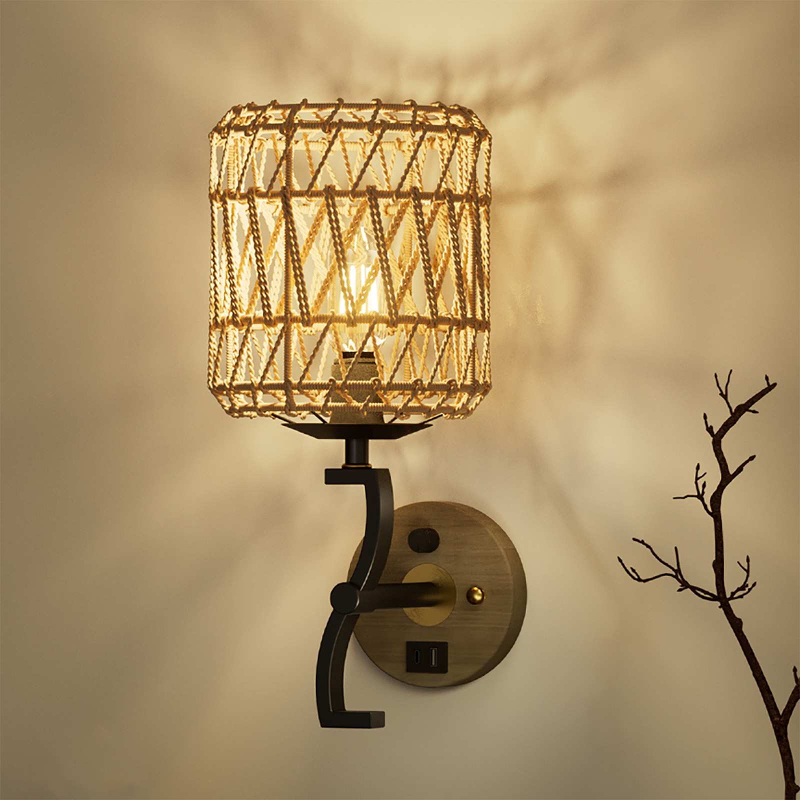 2PCS Farmhouse Wall Light Dimmable Plug-in LED Wall Sconce for Kitchen USB Port gallery