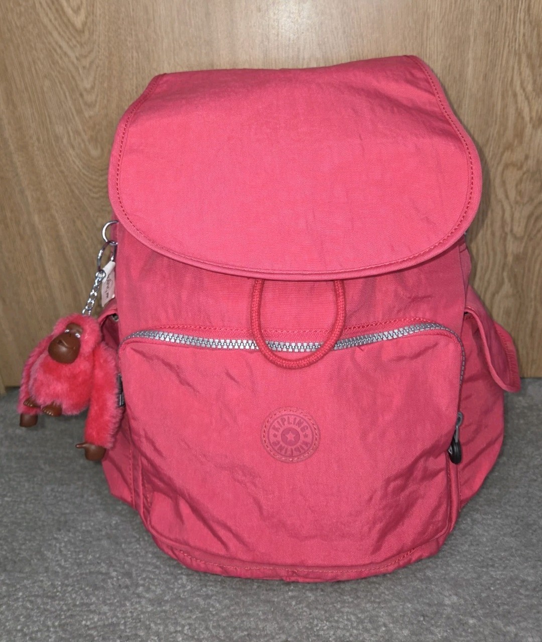 Kipling City Pack Resort Pink Backpack With Monkey Keychain