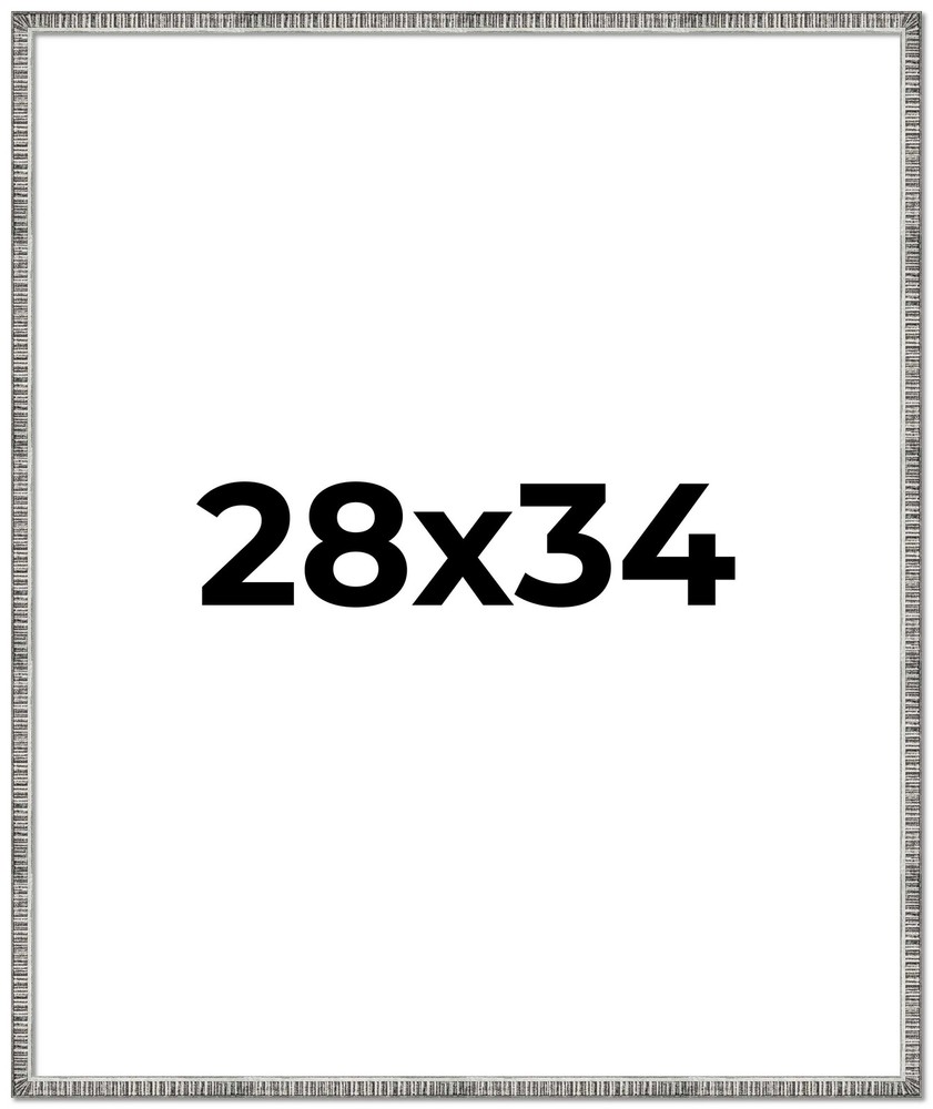 28x34 Frame Silver Grey Distressed Solid Wood Picture Frame | 0.75 Inch Moulding