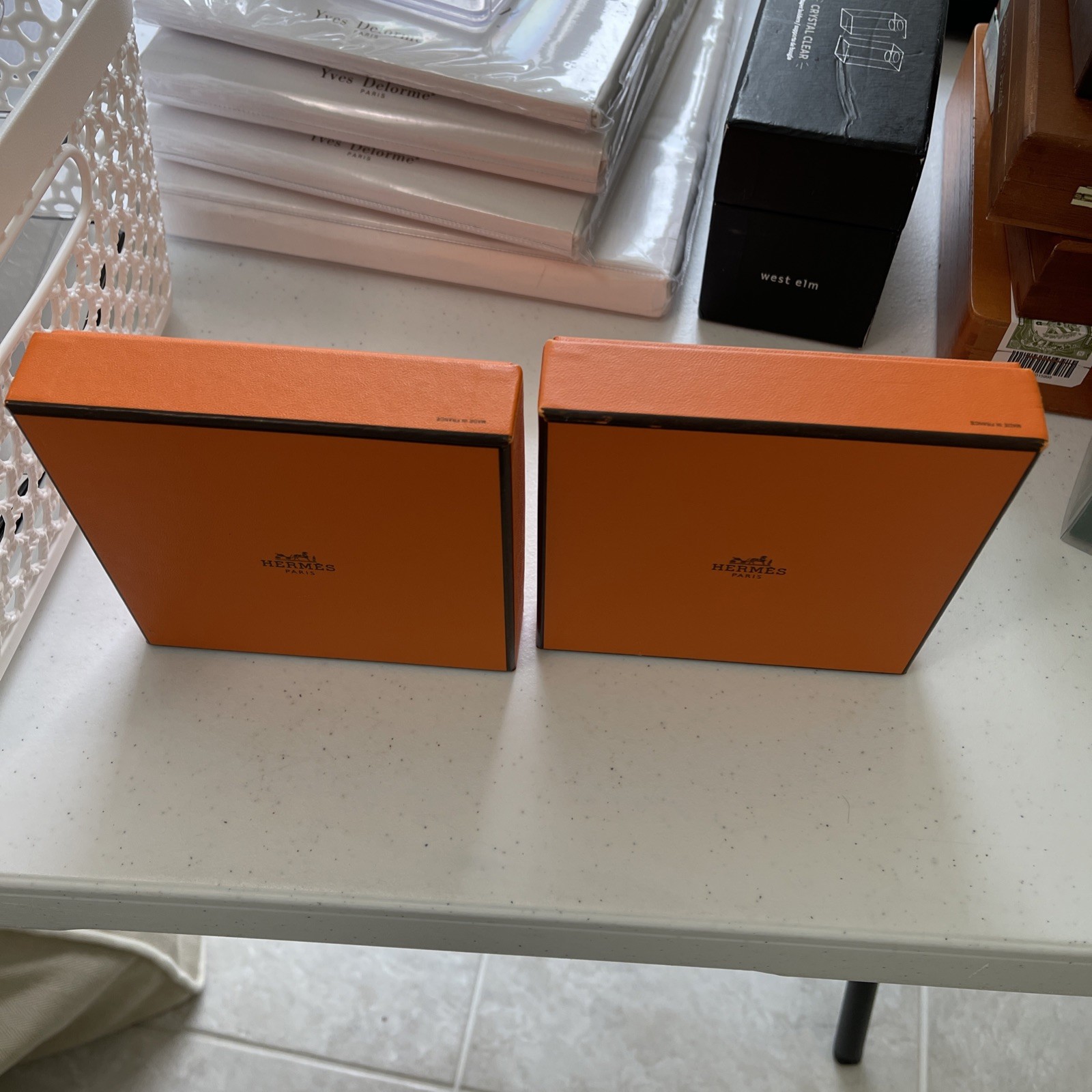 Set of 2 - Authentic Empty Hermes Gift Box - 5-1/4 x 5-1/4 x 1-1/4 gallery