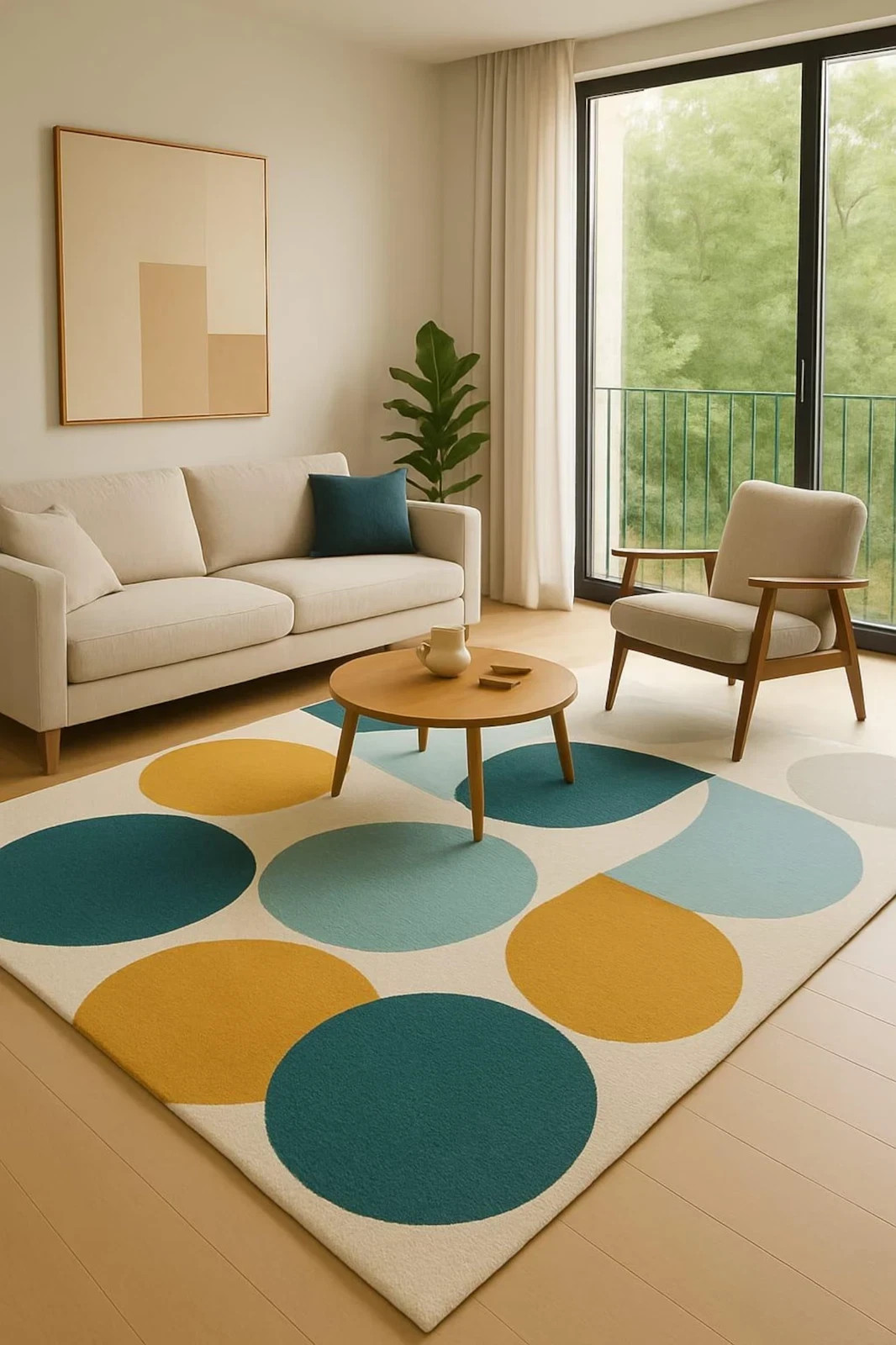 New handmade Hand Tufted Wool Rug: Modern Geometric Circle Design carpets rug gallery