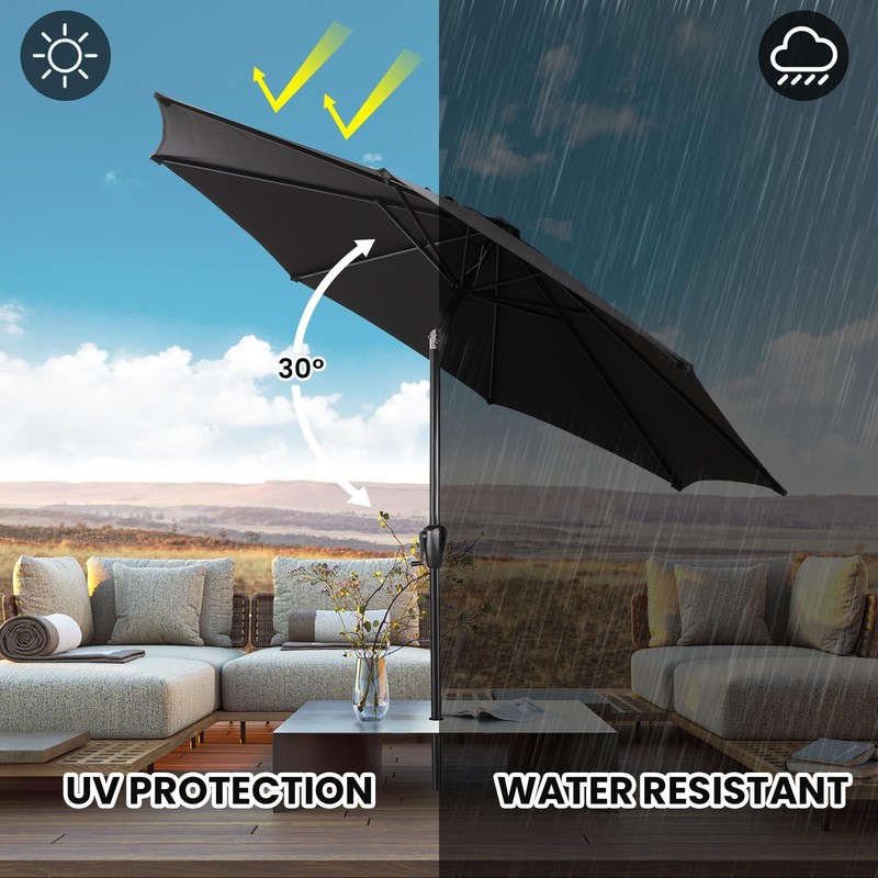 9 Round Patio Umbrella Push-Button Tilt And Hand Crank Lift System Market gallery
